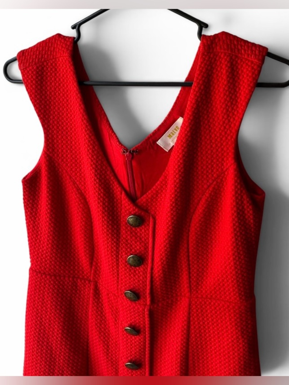 Maeve Anthropologie Red Textured‎ Sheath Dress Sleeveless Button Front Small - Picture 3 of 7